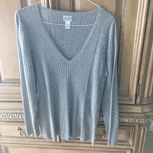 Chico’s Deep V Tunic silver sparkle size 3 (14/16)